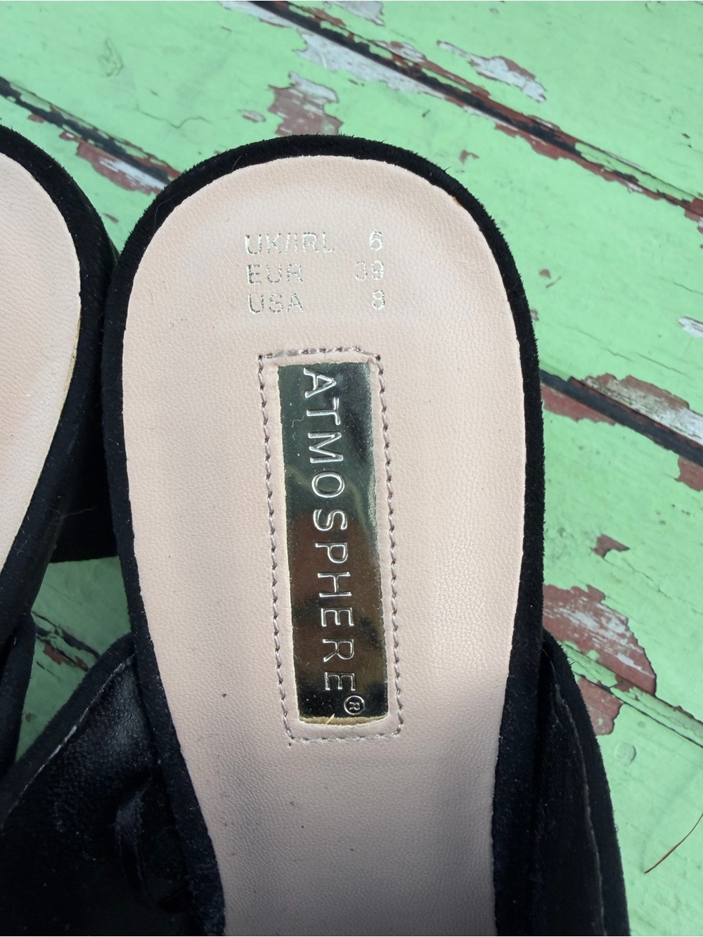 Atmosphere Black Open-Toe Suede Block Heel Mules - Picture 3 of 4